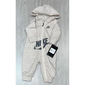 Nike one piece romper jumpsuit 6m gray black swoosh NWT